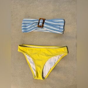 Striped Blue and Yellow Bikini Set